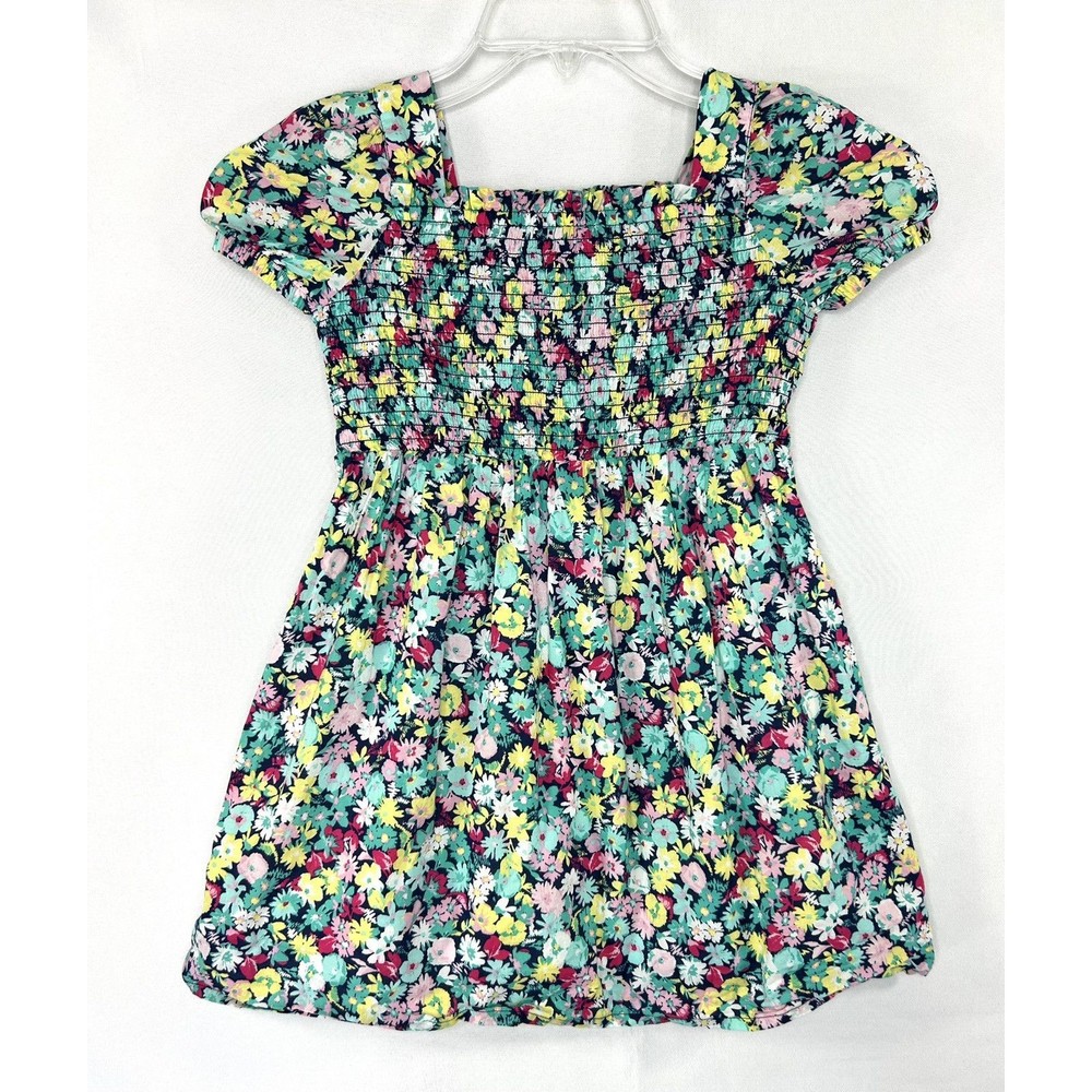 Gap Kids Girls S (6-6X) Smocked Puff Sleeve Floral Dress 100% Cotton & Lined